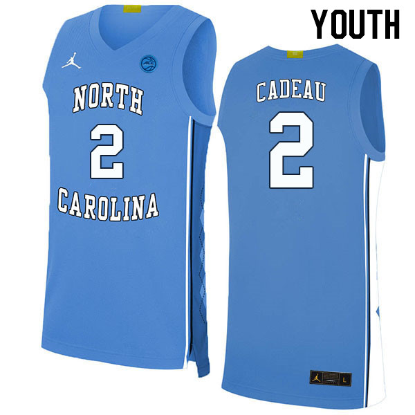 Youth #2 Elliot Cadeau North Carolina Tar Heels College Basketball Jerseys Stitched Sale-Carolina Bl - Click Image to Close